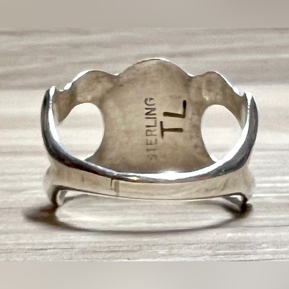 Navajo Designer Signed (TL) Sterling Silver Abstract Multicolor Inlay Ring - Picture 4 of 10